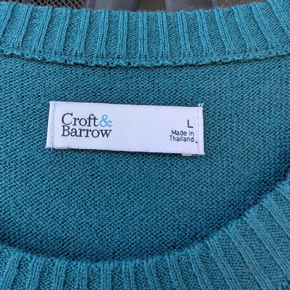 Croft & Barrow The Extra Soft Cabled Crew Neck Sweater Wetlands Large (EUC) - Picture 5 of 10